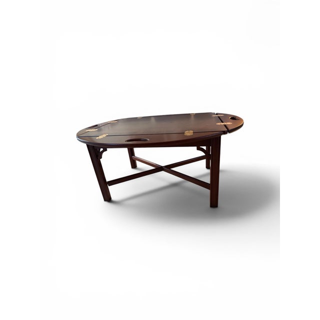 1980s Vintage Chippendale Style Mahogany Butler's Tray Hinged Coffee Table For Sale - Image 5 of 6