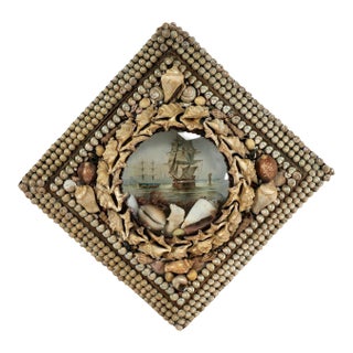 Antique British Colonial Sailors Valentine With Sailing Ships For Sale