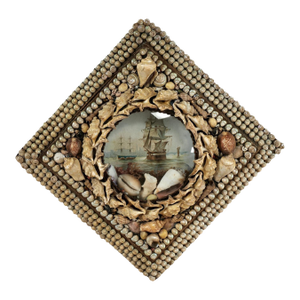 Antique British Colonial Sailors Valentine With Sailing Ships