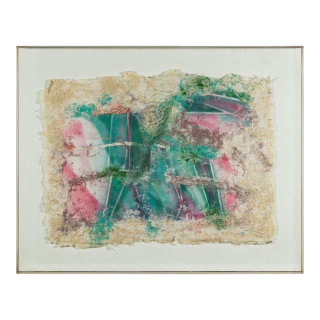 Leanne Weissler Abstract Painting in Lucite Box Frame with Vibrant Pastel Hues For Sale