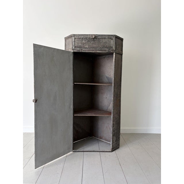 Contemporary Vintage Industrial Steel Corner Cabinet, 1940s For Sale - Image 3 of 11