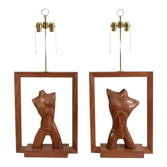 Vladimir Kagan Attributed Modernist Female/Male Torso Lamps - a Pair For Sale