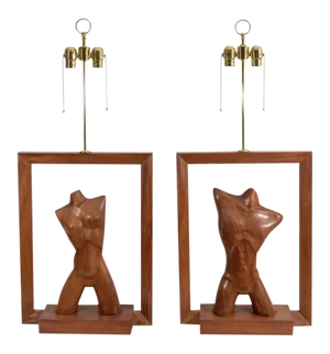 Vladimir Kagan Attributed Modernist Female/Male Torso Lamps - a Pair