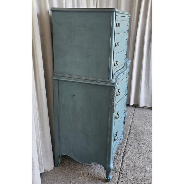 Vintage Chest of Drawers, Turquoise Tall Dresser, Circa 1950's For Sale - Image 4 of 13