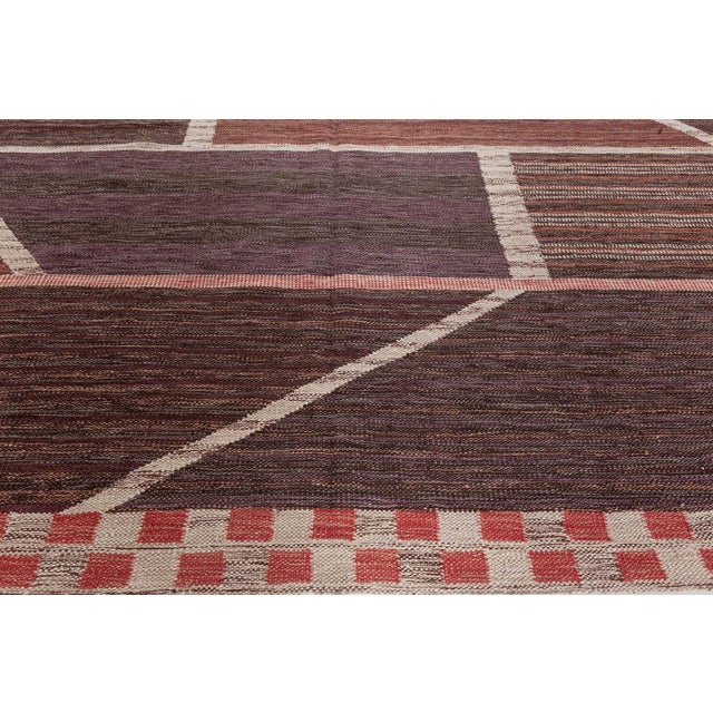 Mid-Century Modern Modern Abstract Geometric Classic Taupe Flatweave Wool Rug by Doris Leslie Blau For Sale - Image 3 of 7