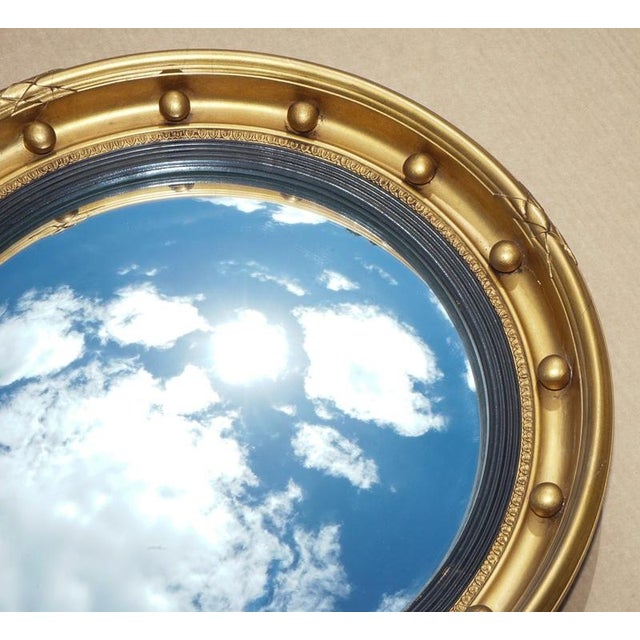 Antique Convex Gilt Wood Butlers Wall Mirror, 1920s For Sale - Image 6 of 8