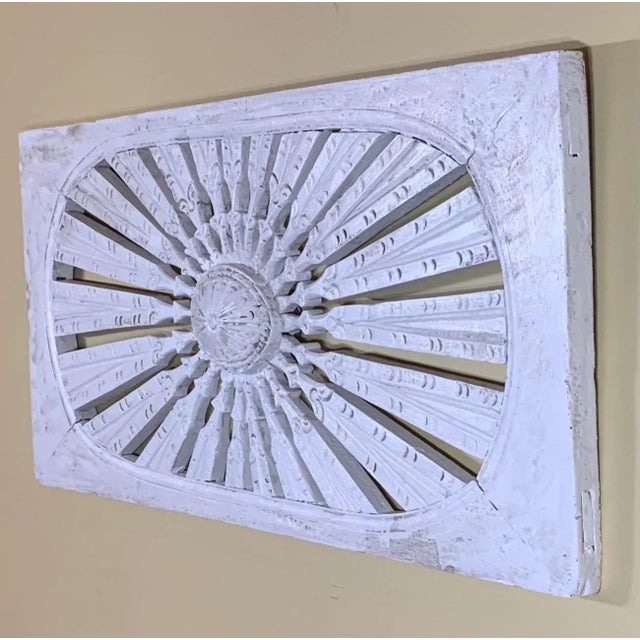 Vintage Hand Carved Sun Burst Architectural Wood Wall Hanging For Sale - Image 10 of 13