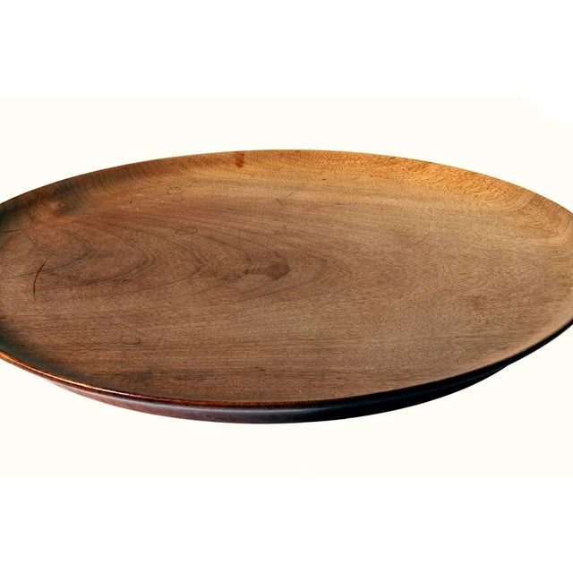 Large handmade Original Mid Century walnut tray in nice condition. Appears ready to be on a Lazy Susan.