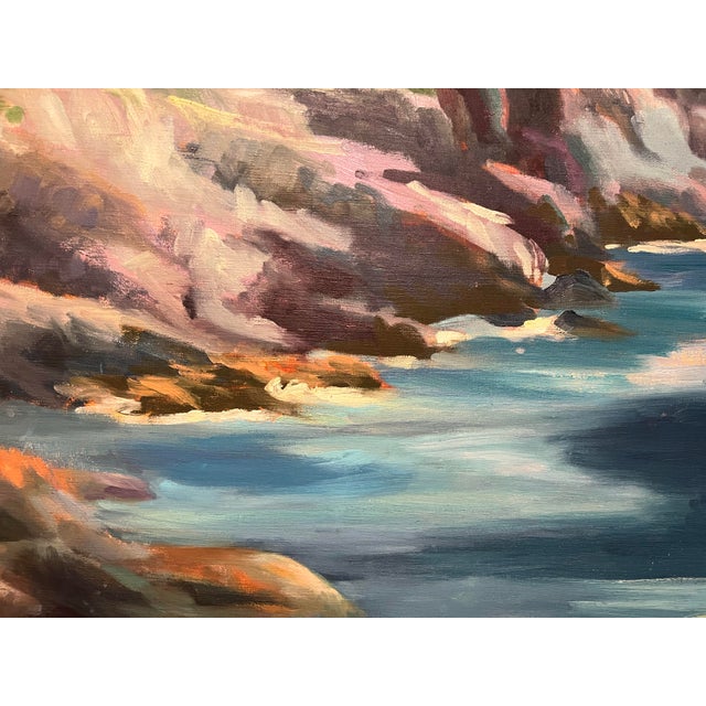 Postmodern Tina Ingraham (1947-), Large Postmodern Vivid Colored Maine Landscape Seascape, Monhegan Island, Signed, Dated For Sale - Image 3 of 5