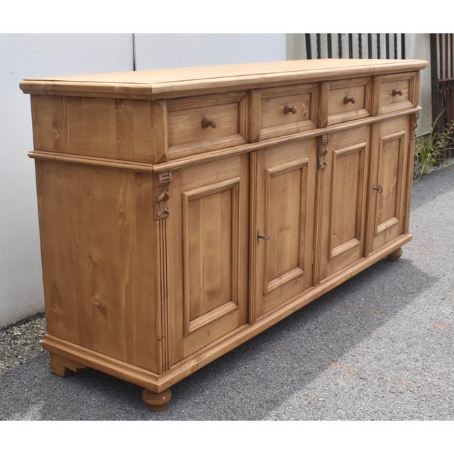 Pine Four Door, Four Drawer Sideboard, Reproduction For Sale - Image 4 of 12