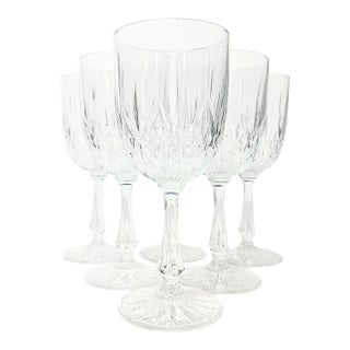 Vintage Art Nouveau Cut Glass Goblets - Set of Six For Sale