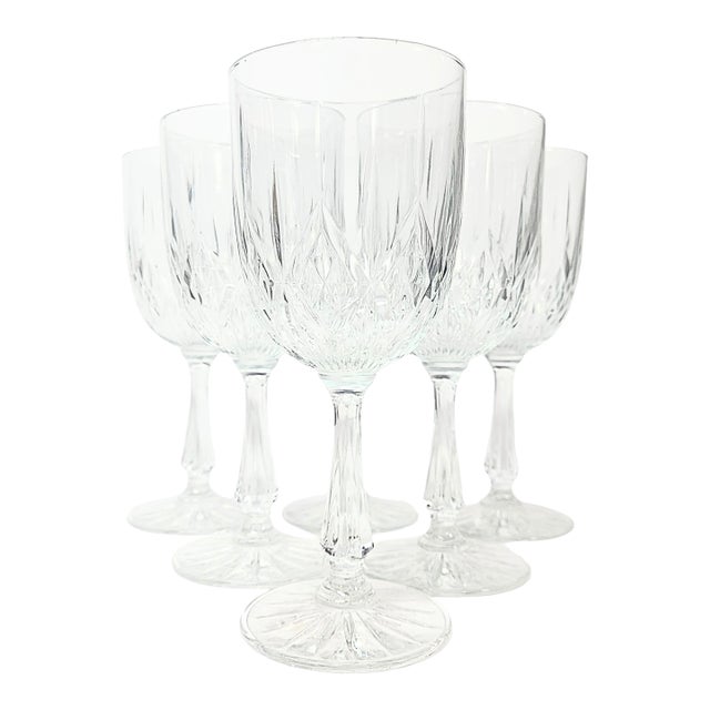 Vintage Art Nouveau Cut Glass Goblets - Set of Six For Sale