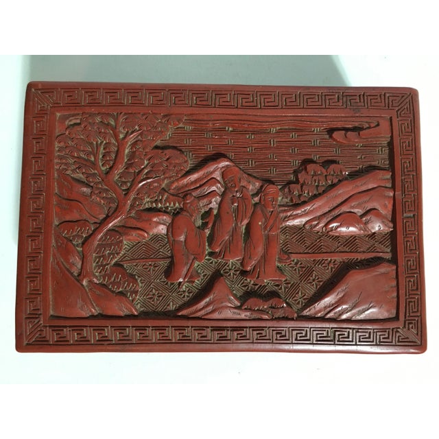 Antique Chinese Red Cinnabar Box For Sale - Image 4 of 5