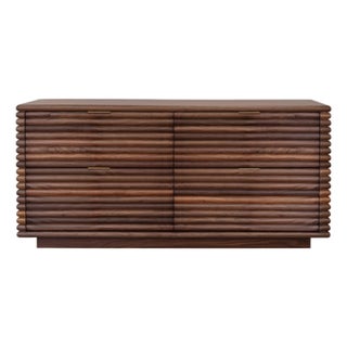 Matthew Izzo Home Ranger Walnut Four Drawer Chest With Brass Drawer Pulls For Sale