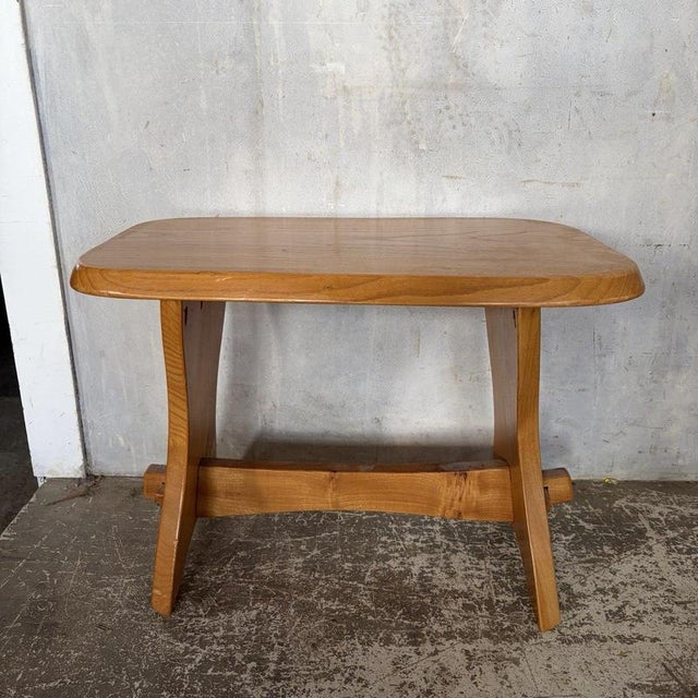 2000 - 2009 Mid-Century Brutalist Elm Side Table For Sale - Image 5 of 10