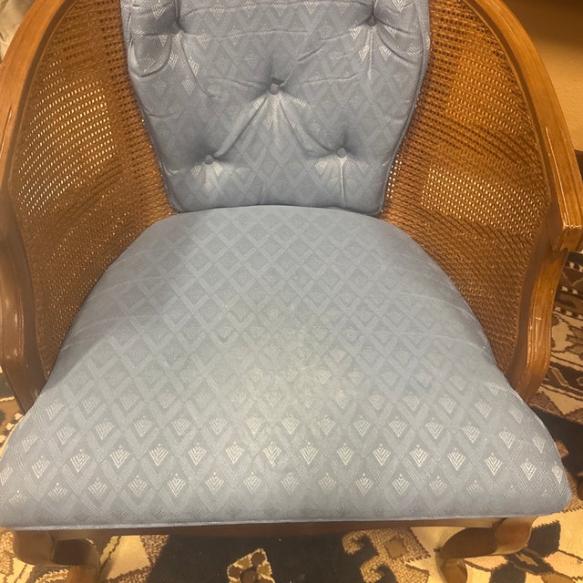 1960s Vintage Hollywood Regency Cane Back Barrel Chairs Morganton Made in Usa For Sale - Image 5 of 12
