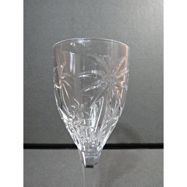 Glass 1990s Shannon Godinger South Beach Crystal Palm Wine/Water Goblets 8” - Set of 4 For Sale - Image 7 of 8