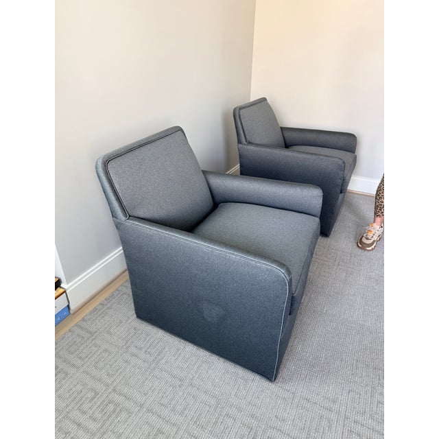 Pair of Gray Lee Industries Swivel Chairs For Sale - Image 11 of 15
