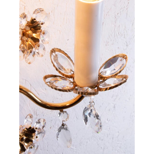 Gold German Glamorous Jewel Wall Lamps in Crystal & Gilt-Brass from Palwa, 1960, Set of 2 For Sale - Image 8 of 10