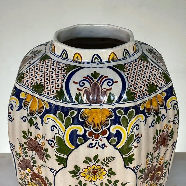 Ink Blue 19th Century Hand-Painted Lidded Urn From Rouen For Sale - Image 8 of 13
