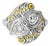 Late 19th Century Size 5.75 14K White Gold Filigree Yellow Diamond Hearts Heart Ring Band For Sale