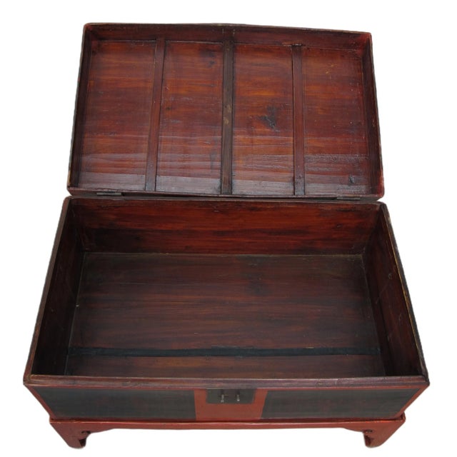 Red Antique Accent Cabinet Trunk With a Stand For Sale - Image 9 of 10
