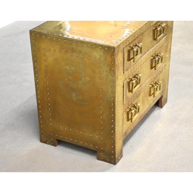 Hollywood Regency 1970s Brass Nightstand Chest by Sarreid LTD Italy For Sale - Image 3 of 11
