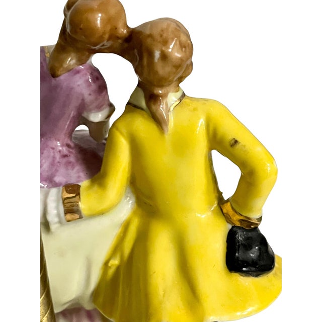 Vintage French Porcelain Courting Couple Boudoir Table Lamps With Ormolu Bases – Rococo Style - a Pair For Sale - Image 14 of 16