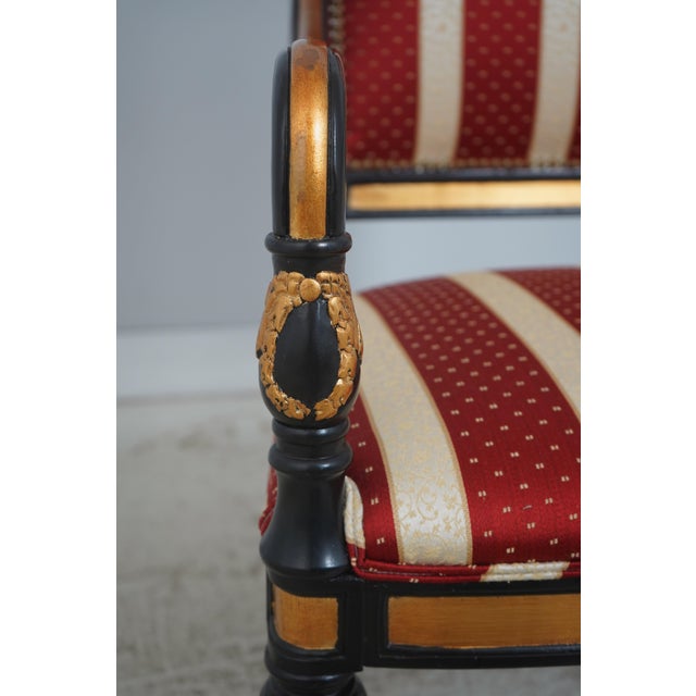 Pair of Ferguson Copeland Ebony & Gold Leaf Armchairs For Sale - Image 15 of 18