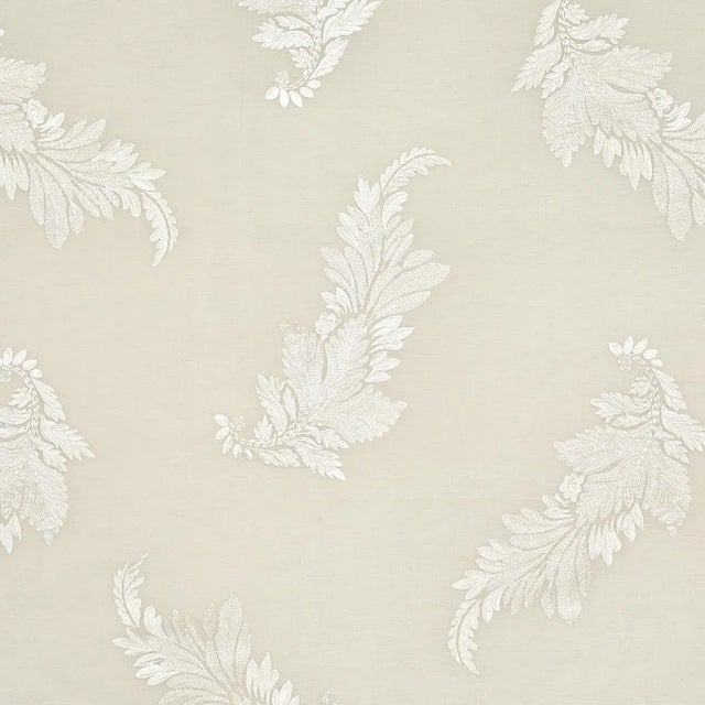 Schumacher Contessa Embroidered Sheer Fabric in Pearl For Sale