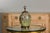 Green 1920s Green Pottery Table Lamp with Raised Floral Motif on Wooden Base, Wired For Sale - Image 8 of 12