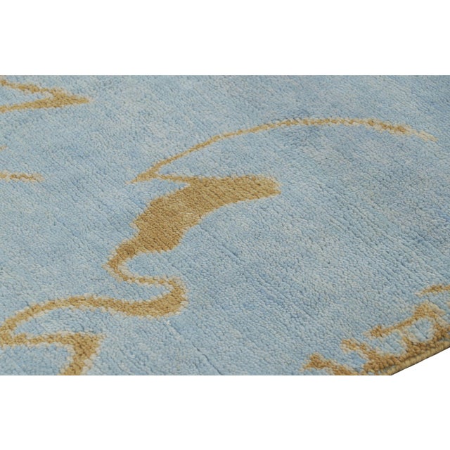 Rug & Kilim’s French Art Deco Style Rug in Blue With Gold Geometric Patterns For Sale In New York - Image 6 of 7