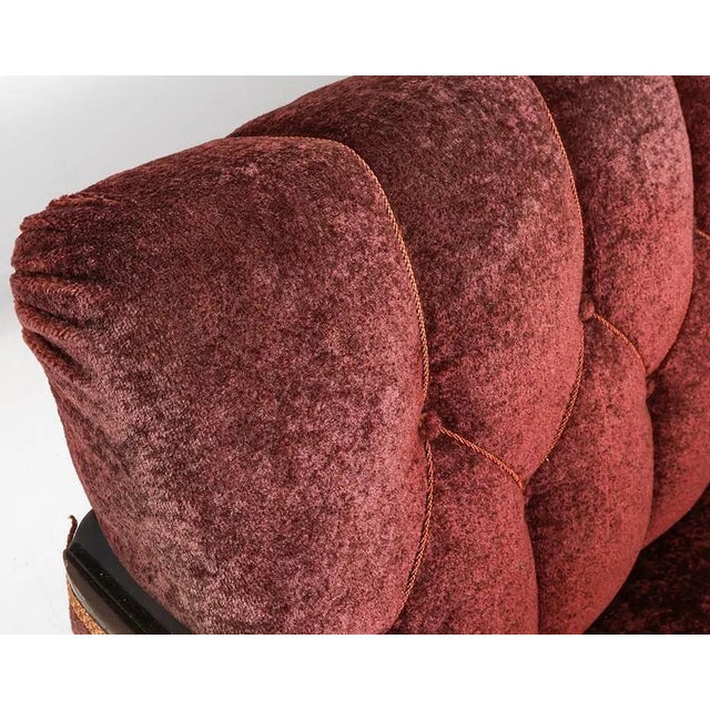 1940s Swedish Art Deco Traditional Transition Sofa Velour Upholstery & Carved Arms For Sale - Image 9 of 15