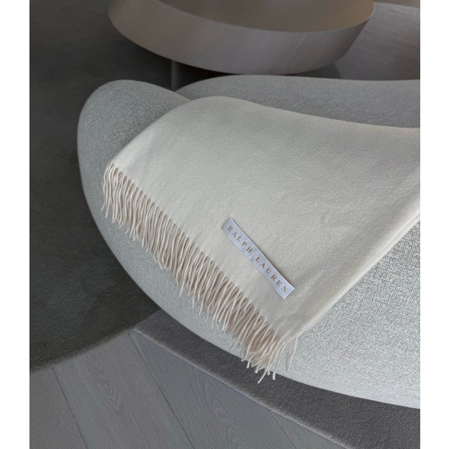 Contemporary Ralph Lauren Home 100% Cashmere Throw in Cream With 4” Fringe For Sale - Image 3 of 6