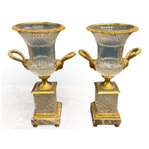 French Baccarat Manner Crystal and Gilt Bronzes Vases