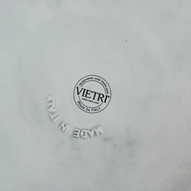 Vintage Vietri Italy Ceramic Round Sun-Burst Large Dinner Plates in Antique White, Set of Five For Sale In Los Angeles - Image 6 of 6