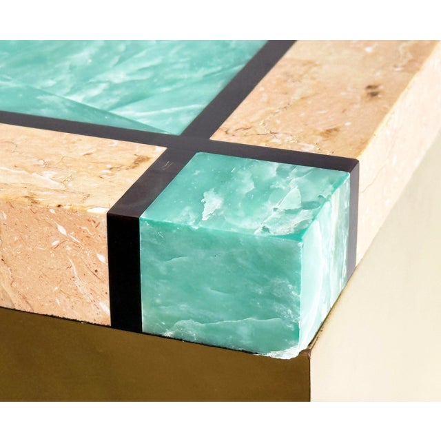 Brass Vintage 1980's Tessellated Stone & Brass Tabletop Storage Box by Chapman For Sale - Image 8 of 15