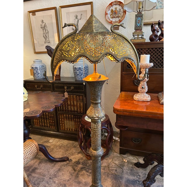 Moroccan Antique Moroccan Pierced Bass Floor Lamp. For Sale - Image 3 of 10