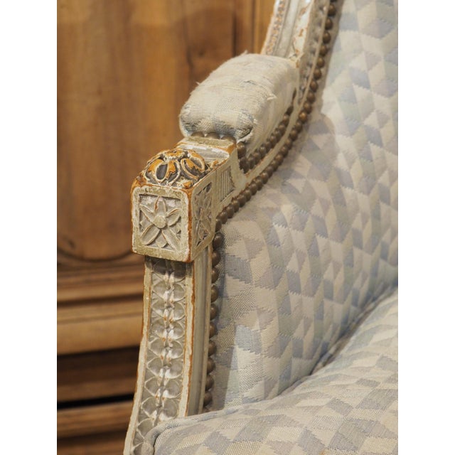 Rare Pair of Period French Louis XVI His and Hers Bergère Armchairs, Circa 1780 For Sale - Image 11 of 12