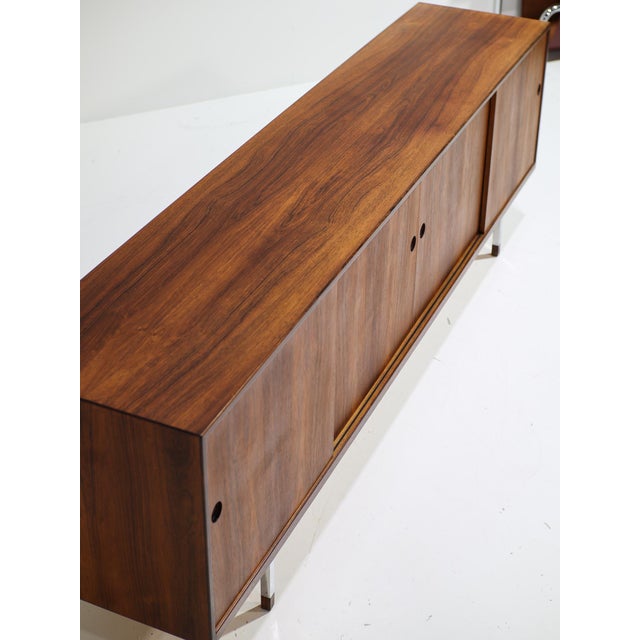 Long Danish Rosewood and Chrome Lowboard, 1960s For Sale - Image 17 of 18