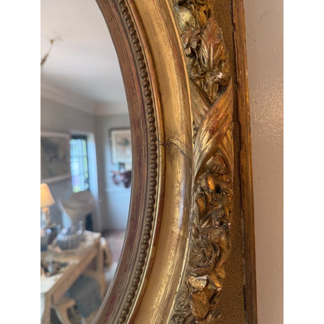 Napoleon III Oval Carved Gilt Mirror For Sale - Image 4 of 7