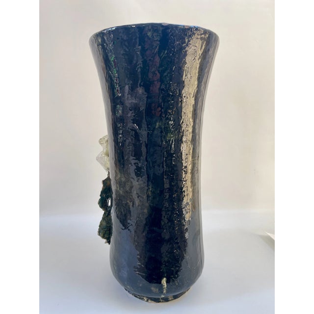 Grand Monumental French Barbotine Faience Floral Floor Vase For Sale - Image 10 of 10