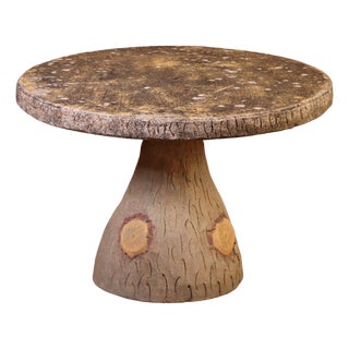 French Cast Stone Faux Bois Garden Table, C. 1960 For Sale