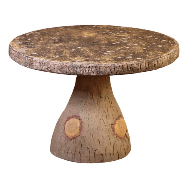 French Cast Stone Faux Bois Garden Table, C. 1960 For Sale