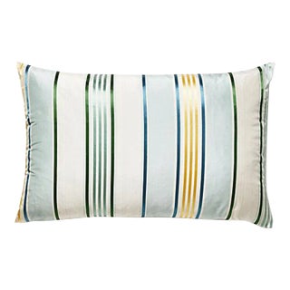 The House of Scalamandré Charlotte Stripe Lumbar Pillow, Celadon For Sale