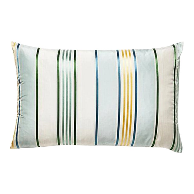 The House of Scalamandré Charlotte Stripe Lumbar Pillow, Celadon For Sale
