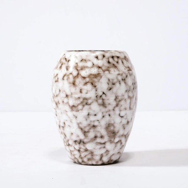Mid-Century Modernist White and Earth Toned Ceramic Vase For Sale - Image 9 of 12