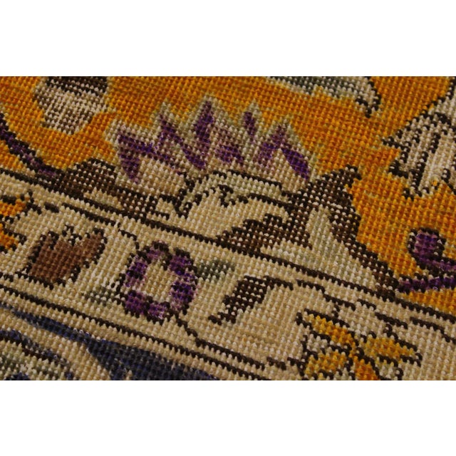 1990s 1990s Shabby Chic Hand Painted Orange Wool Rug - 9′11″ × 12′6″ For Sale - Image 5 of 8