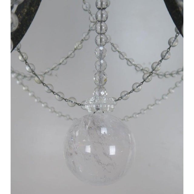Six-Light Rock Crystal Wrought Iron Chandelier For Sale - Image 12 of 12
