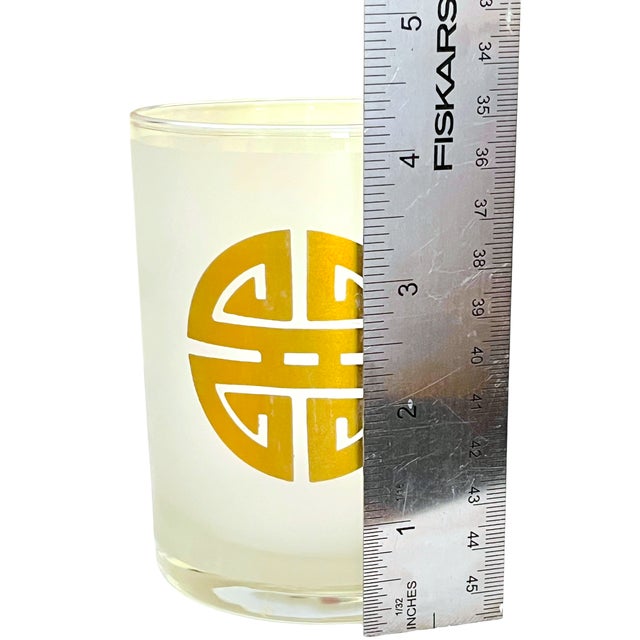 1970s Gump’s San Francisco Frosted Glass & 24k Gold Chinoiserie Regency Shou Longevity Double Old Fashioned Glasses – Set of 8 For Sale In Jacksonville, FL - Image 6 of 7